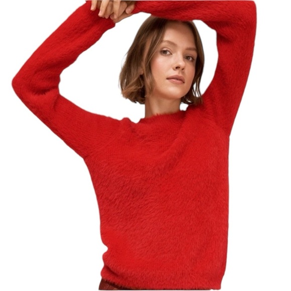 kate spade cortland mainline crewneck sweater Red XS fuzzy holidays Christmas - Picture 1 of 15